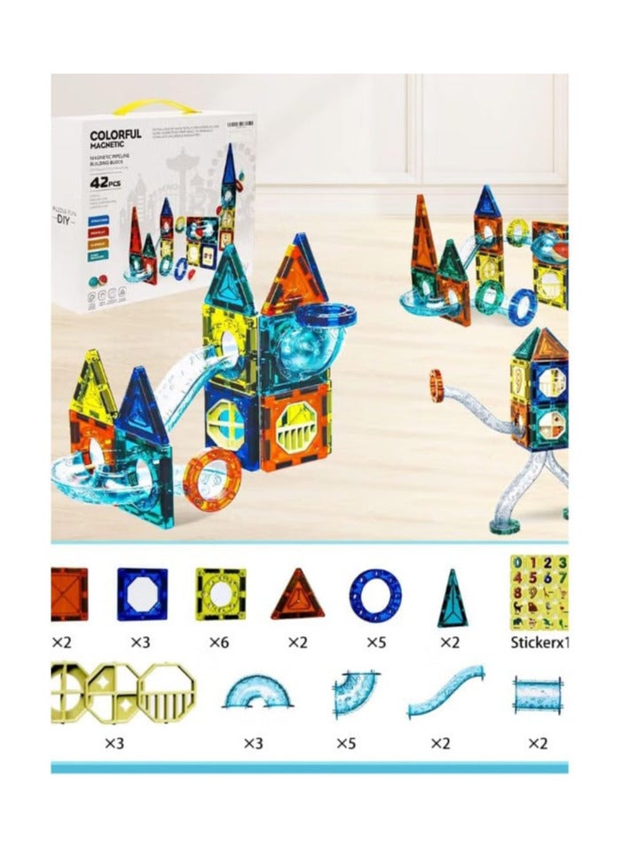 Magnetic toys for toddlers, preschool building blocks, trunk (42 pieces), plastic. - Image 2